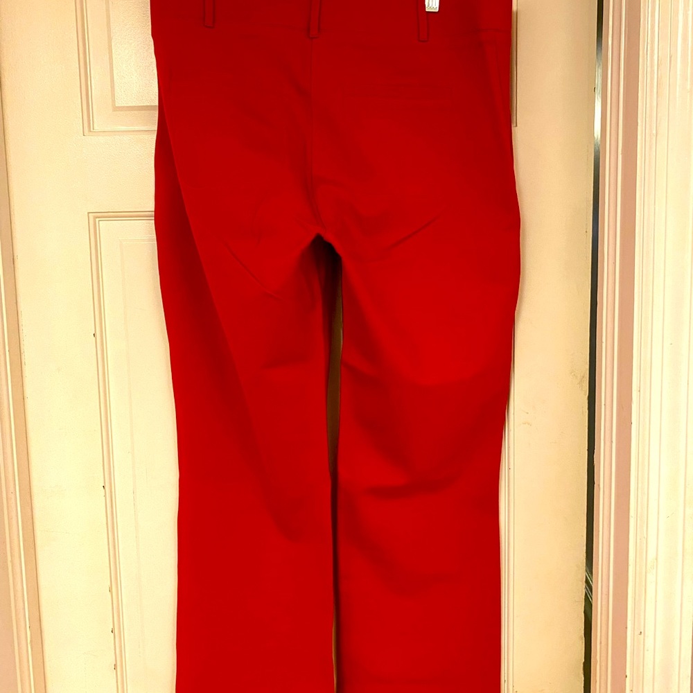Betabrand Dress Pant Yoga Pant pull-on straight-leg 1X petite “poinsettia” red